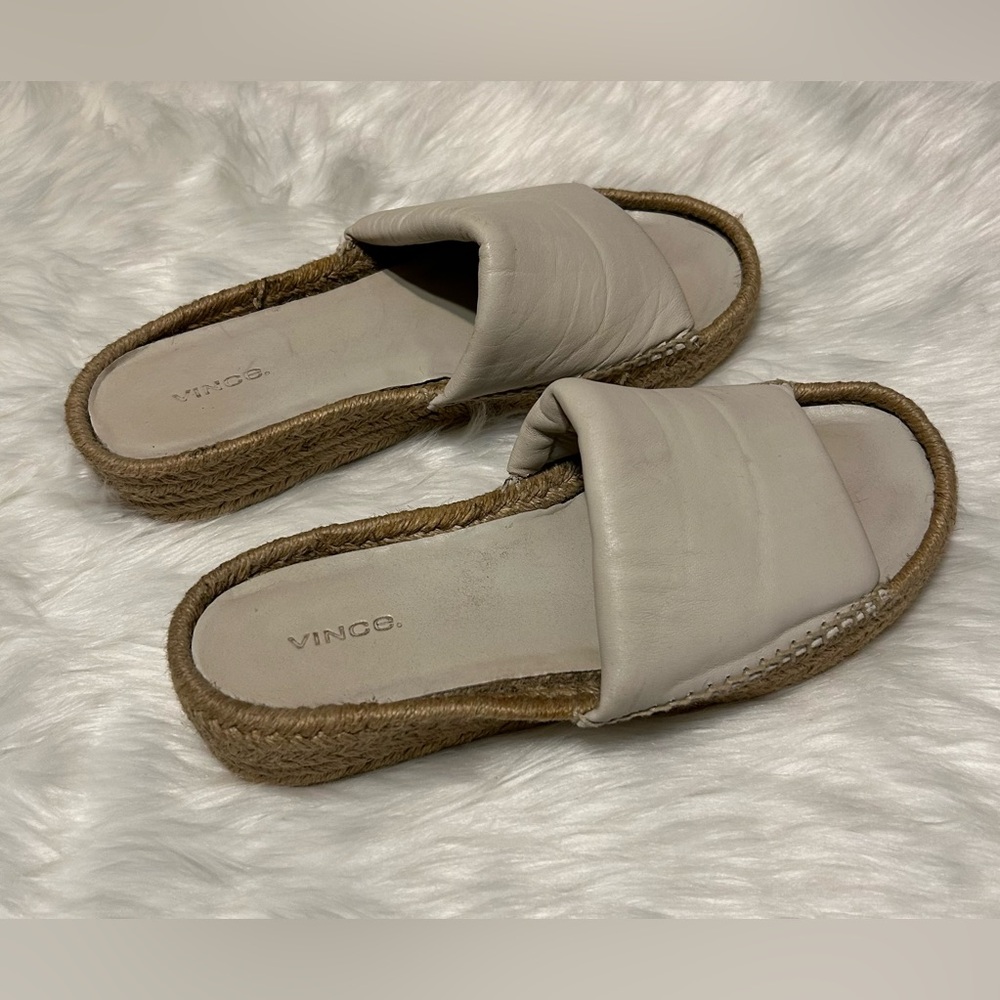 Vince Jesse White Leather Women's Espadrille Slides - Picture 3 of 8